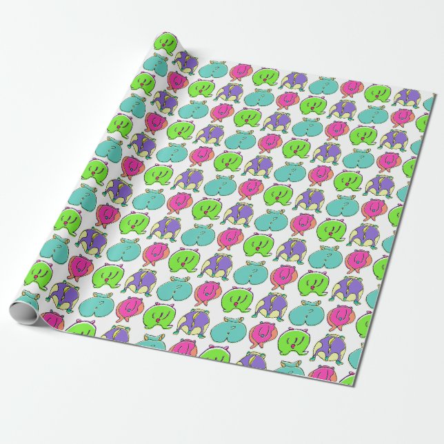 Farbenfrohe Hamster-Hintern-Muster Geschenkpapier (Ungerollt)