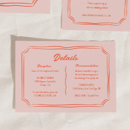 Farbenfrohe Hand Drawn Fun Hochzeitdetails Begleitkarte