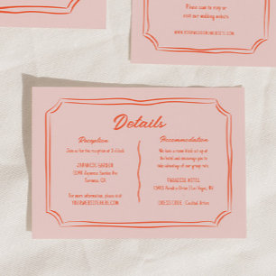 Farbenfrohe Hand Drawn Fun Hochzeitdetails Begleitkarte