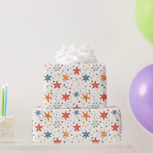 Farbenfrohe Hand Gezeichnet Schneeflocken Geschenkpapier