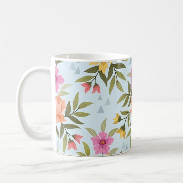 Farbenfrohe Hand Zeichnend Blume Kaffeetasse (Links)