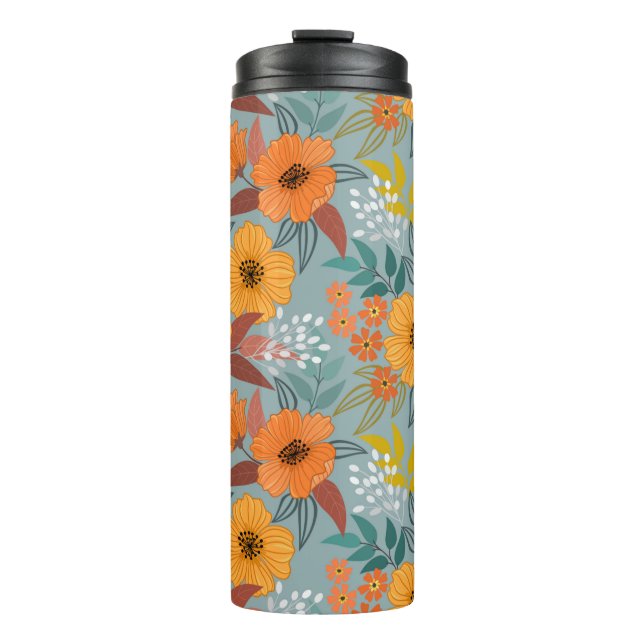 Farbenfrohe Hand zeichnend Blume nahtlos Muster Thermosbecher (Vorderseite)