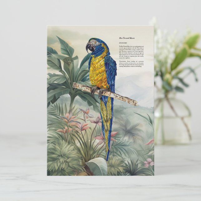 Farbenfrohe handbemalte, bläulich geätzte Maca Dankeskarte (Stehend Vorderseite)