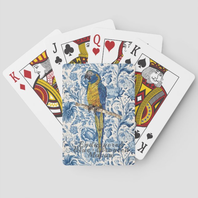 Farbenfrohe handbemalte gefährdete Ara Spielkarten (Rückseite)