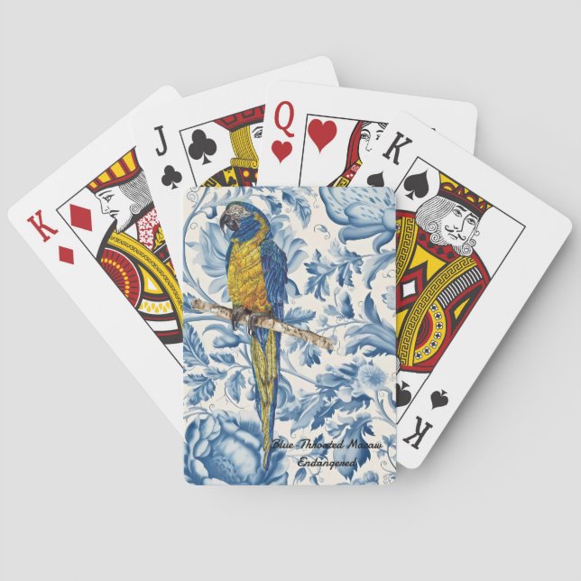Farbenfrohe handbemalte gefährdete Ara Spielkarten (Rückseite)