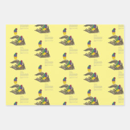 Farbenfrohe handbemalte Gouldian Finch Geschenkpapier Set
