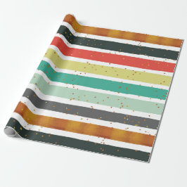 Farbenfrohe handbemalte Streifen mit goldenem Glit Geschenkpapier