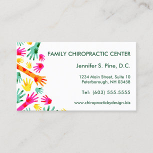 Farbenfrohe Handbüros Stunden Chiropraktor Visitenkarte