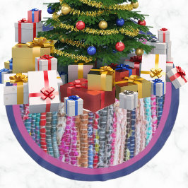 Farbenfrohe handgefertigte brasilianische Textilie Polyester Weihnachtsbaumdecke