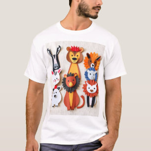 Farbenfrohe handgemachte Papierfreitiere T-Shirt