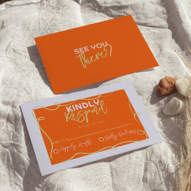 Farbenfrohe handgeschriebene, Niedlich gestrichene RSVP Karte (Von Creator hochgeladen)