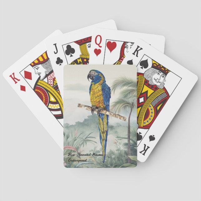 Farbenfrohe handgestrichene, bläulich gezogene Bär Spielkarten (Rückseite)