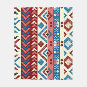 Farbenfrohe handGezeichnet Tribal-Muster Fleecedecke