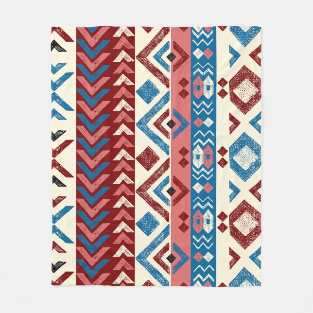 Farbenfrohe handGezeichnet Tribal-Muster Fleecedecke (Vorderseite)