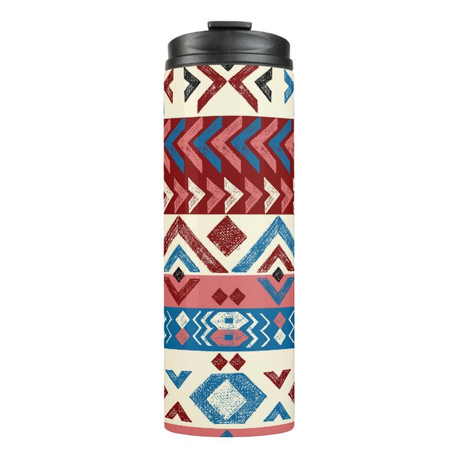 Farbenfrohe handGezeichnet Tribal-Muster Thermosbecher (Vorderseite)