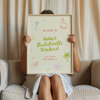 Farbenfrohe handgezeichnete Bachelorette Wochenend