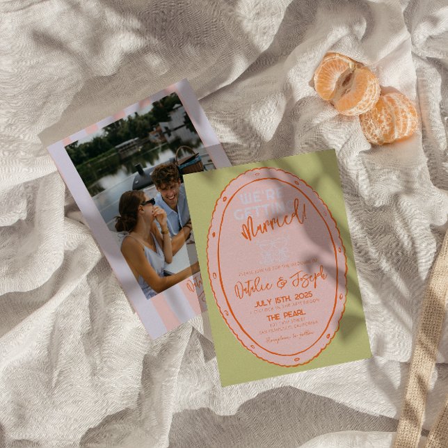 Farbenfrohe handgezeichnete Hochzeit von Funky Fot Einladung (Von Creator hochgeladen)