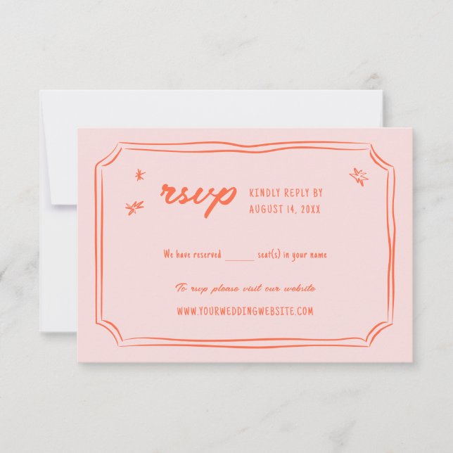 Farbenfrohe handgezeichnete Hochzeitskarte für Spa RSVP Karte (Vorderseite)