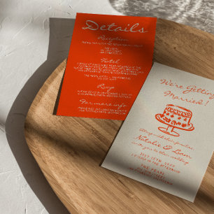 Farbenfrohe Handgezeichnete Torte Retro All In One Einladung