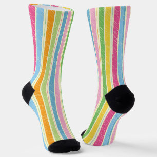 Farbenfrohe, handgezogene Streifen Socken