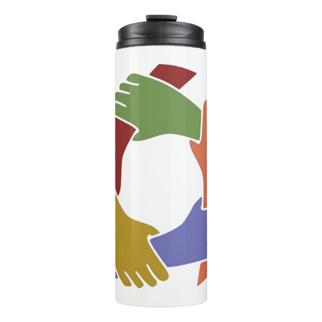 Farbenfrohe Hand's Thermal Tumbler Thermosbecher (Vorderseite)