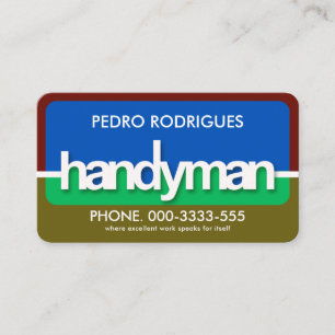 Farbenfrohe Handyman-Beschriftung Visitenkarte