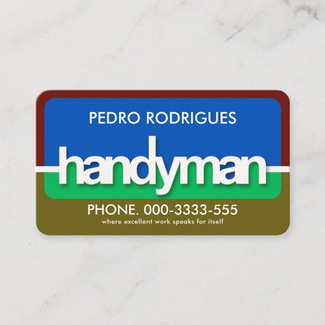 Farbenfrohe Handyman-Beschriftung Visitenkarte (Vorderseite)