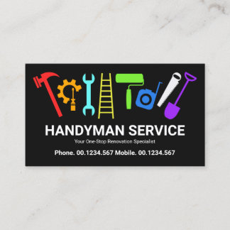 Farbenfrohe Handyman Tools Zuhause-Renovierung Umg Visitenkarte