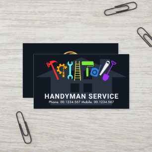 Farbenfrohe Handyman-Tools Zuhause zum Entfernen d Visitenkarte