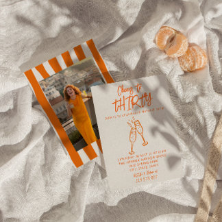 Farbenfrohe Handzeichnung 30. Whimsical Foto Gebur Einladung