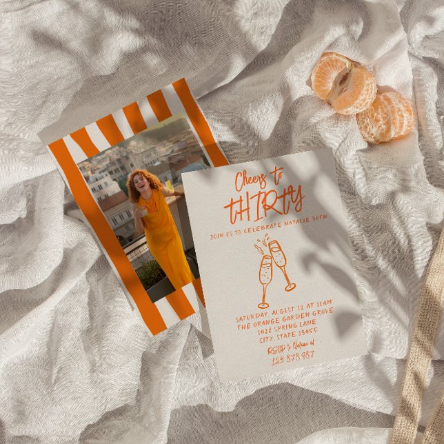 Farbenfrohe Handzeichnung 30. Whimsical Foto Gebur Einladung (Von Creator hochgeladen)