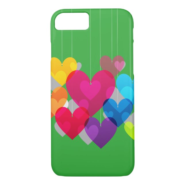 Farbenfrohe Hanging Hearts Case-Mate iPhone Hülle (Rückseite)