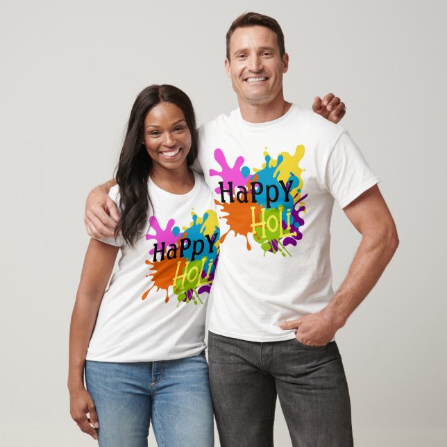 Farbenfrohe Happy Holi individuell T-Shirt (Unisex)
