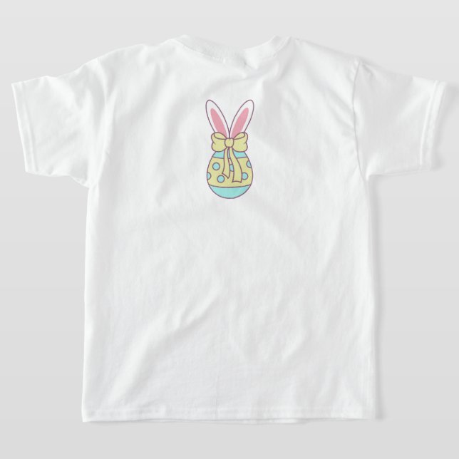 Farbenfrohe "Happy Oaster" Bunny & Eggs Unisex T-Shirt (AblageHinten)