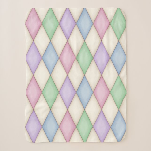 Farbenfrohe Harlequin Diamond Karo Pattern Sherpadecke (Vorderseite)