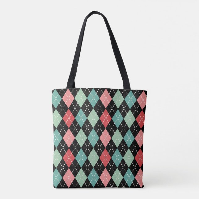 Farbenfrohe Harlequin Nahtloses Muster Tasche (Rückseite)
