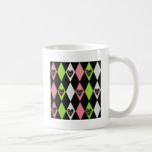 Farbenfrohe Harlequin Print mit Rose Herz Kaffeetasse