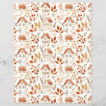 farbenfrohe Häuser, Blätter Muster Scrapbook Papie