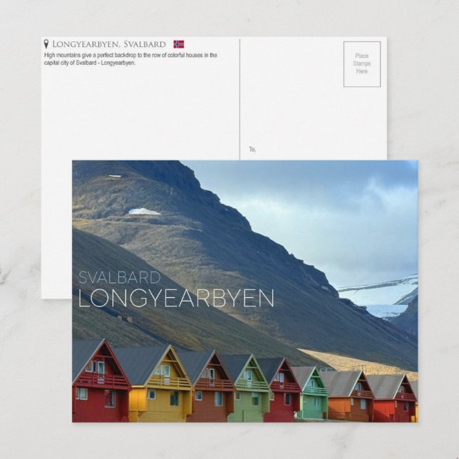 Farbenfrohe Häuser in Longyearbyen, Svalbard Postk Postkarte (Vorne/Hinten)
