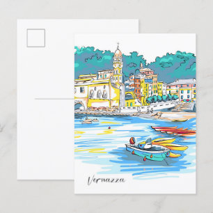 Farbenfrohe Häuser in Vernazza Ligurien Italien Re Postkarte