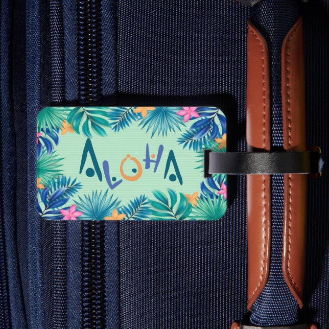 Farbenfrohe Hawaiian Aloha Gruß Gepäckanhänger (Rückseite Insitu 2)