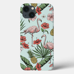 Farbenfrohe hawaiianische Blütenpink Flamingo Case-Mate iPhone Hülle