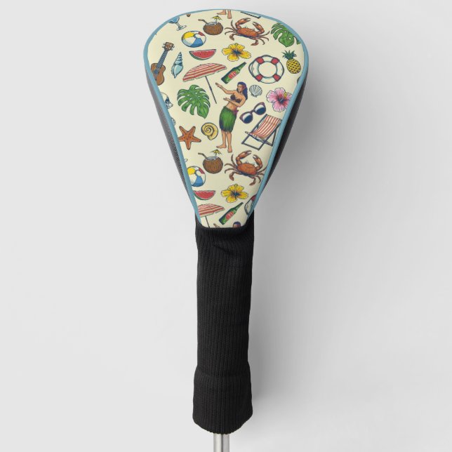 Farbenfrohe hawaiianische tropische Muster Golf Headcover (Vorderseite)