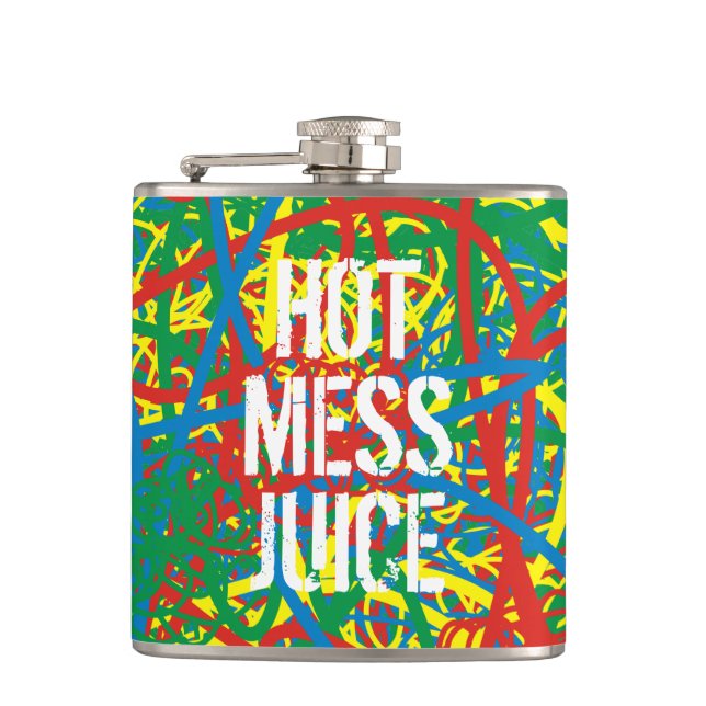 Farbenfrohe, heiße Mess Juice Scribbles Drink Brew Flachmann (Vorderseite)
