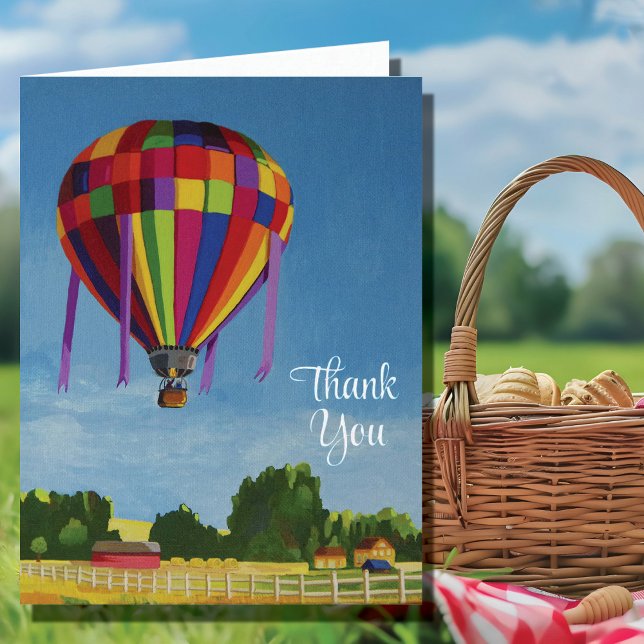Farbenfrohe Heißluftballon Dankeskarte (Von Creator hochgeladen)