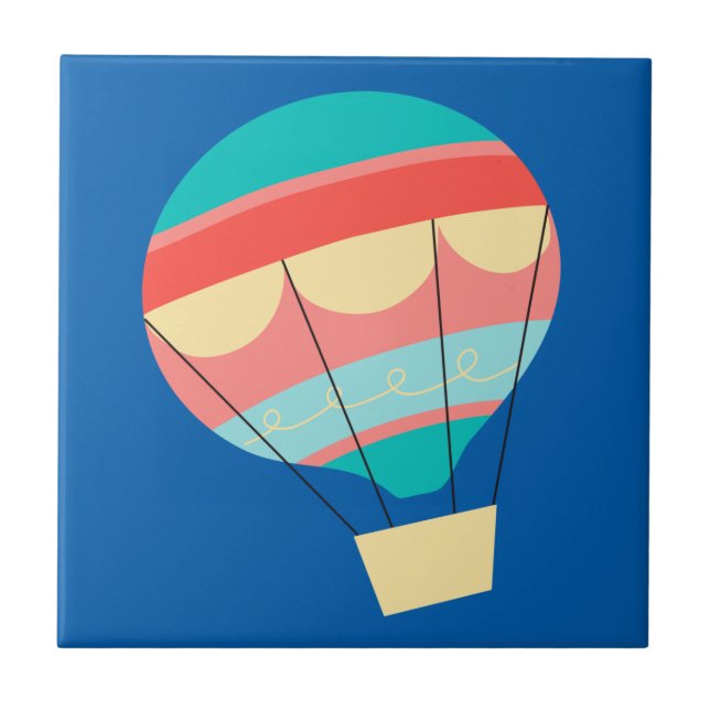 Farbenfrohe Heißluftballon Fliese (Vorderseite)