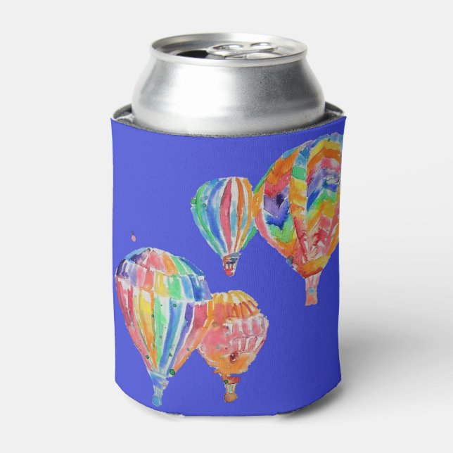 Farbenfrohe Heißluftballon Wasserfarben Design Dosenkühler (Kanne Vorderseite)