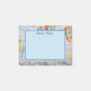 Farbenfrohe Heißluftballon Wasserfarben Design Post-it Klebezettel