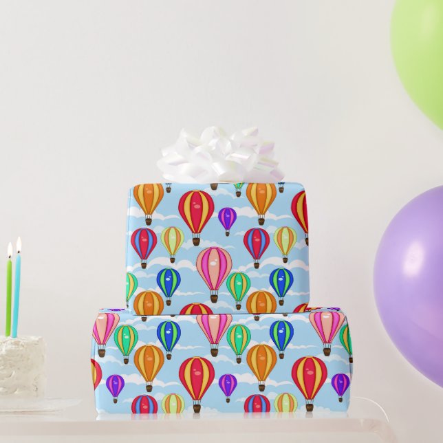 Farbenfrohe Heißluftballons Geschenkpapier (Partygeschenke)