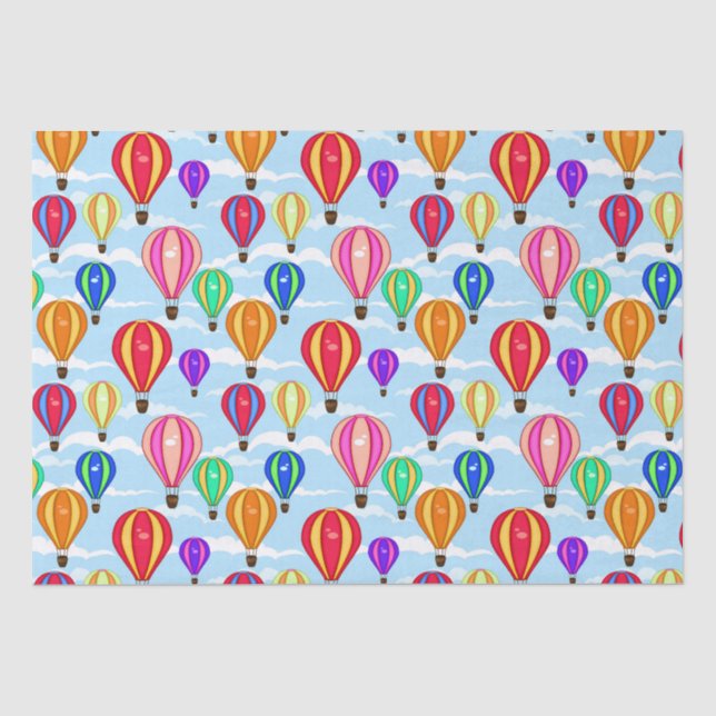 Farbenfrohe Heißluftballons im Himmel Seidenpapier (Vorderseite)